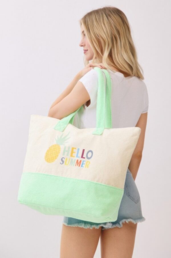 Hello Summer Terry Tote – HELLO SUMMER Graphic Beach Bag