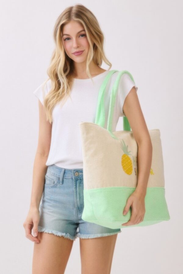 Hello Summer Terry Tote – HELLO SUMMER Graphic Beach Bag