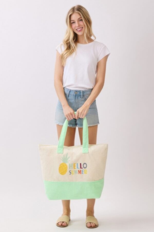 Hello Summer Terry Tote – HELLO SUMMER Graphic Beach Bag
