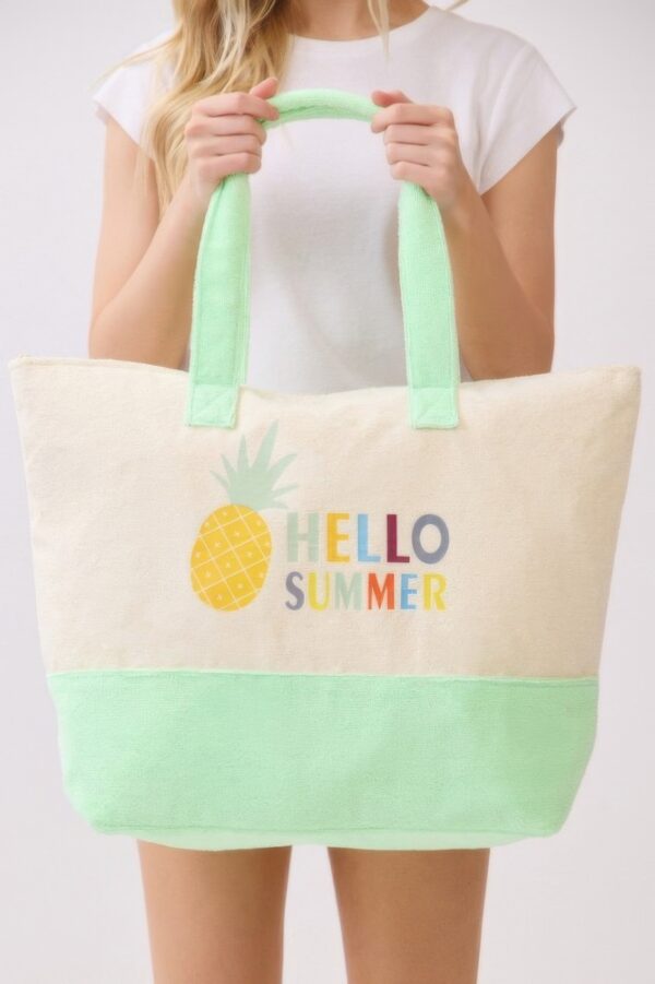 Hello Summer Terry Tote – HELLO SUMMER Graphic Beach Bag
