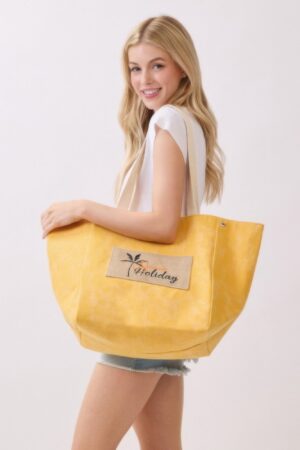2-in-1 Vintage Canvas Tote – Shoulder or Bucket with Holiday Patch