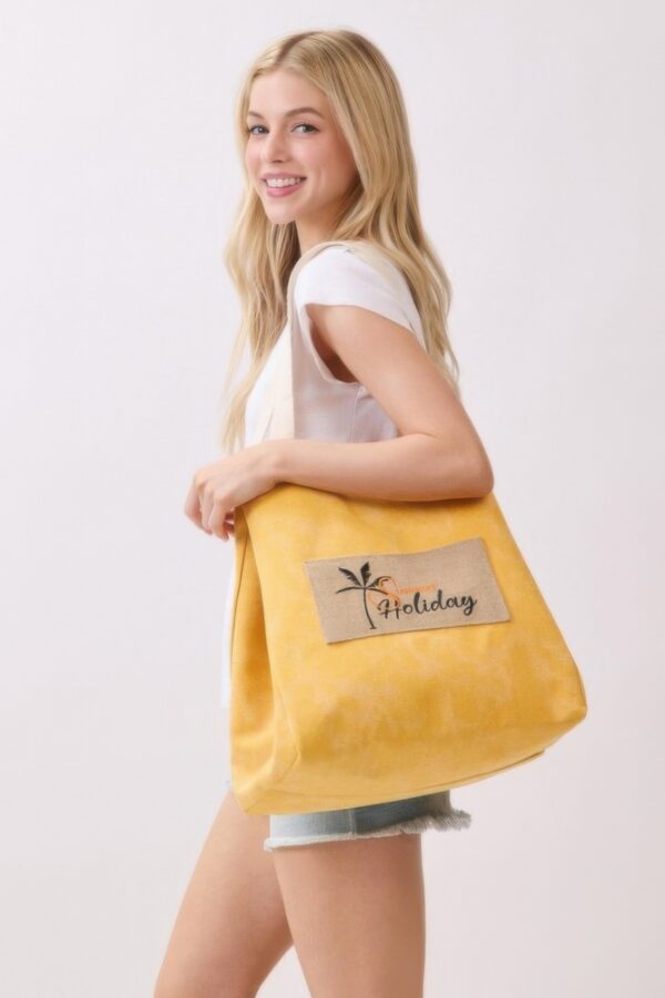 2-in-1 Vintage Canvas Tote – Shoulder or Bucket with Holiday Patch