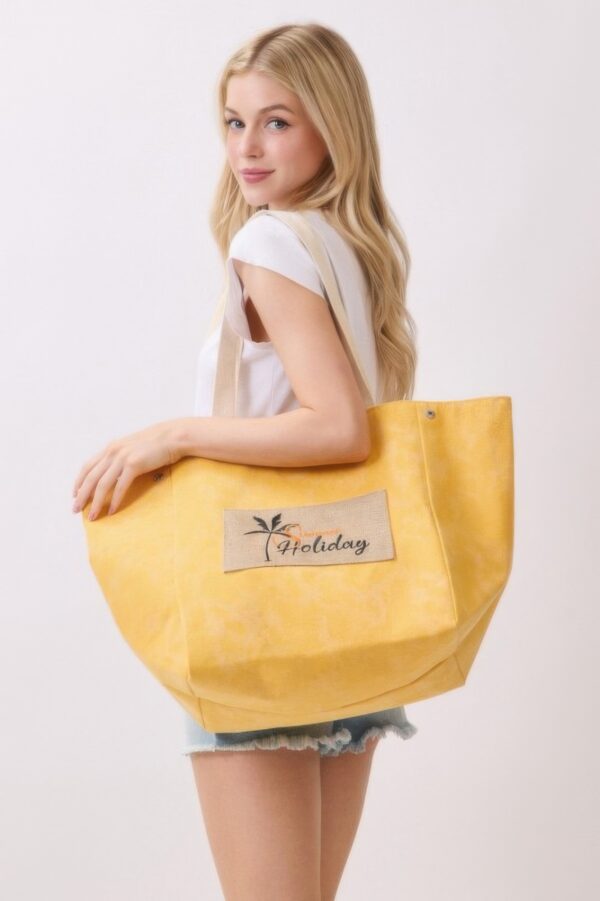 2-in-1 Vintage Canvas Tote – Shoulder or Bucket with Holiday Patch