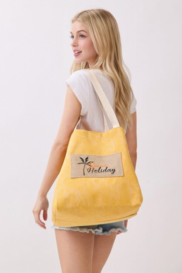 2-in-1 Vintage Canvas Tote – Shoulder or Bucket with Holiday Patch