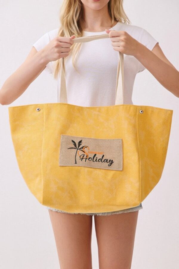 2-in-1 Vintage Canvas Tote – Shoulder or Bucket with Holiday Patch