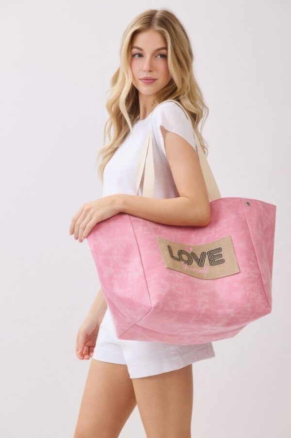 2-in-1 Vintage Canvas Tote – Shoulder or Bucket with Holiday Patch
