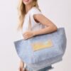 2-in-1 Vintage Canvas Tote – Shoulder or Bucket with Holiday Patch