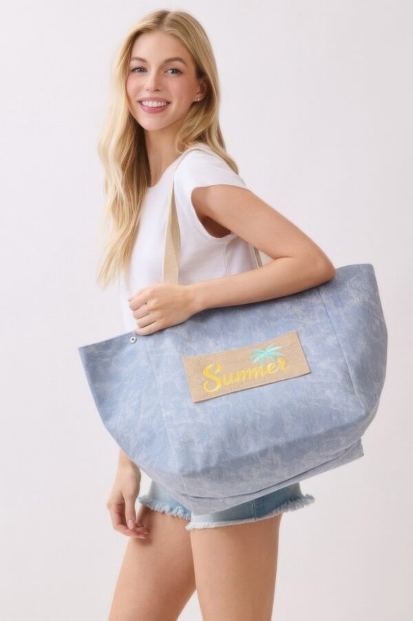 2-in-1 Vintage Canvas Tote – Shoulder or Bucket with Holiday Patch