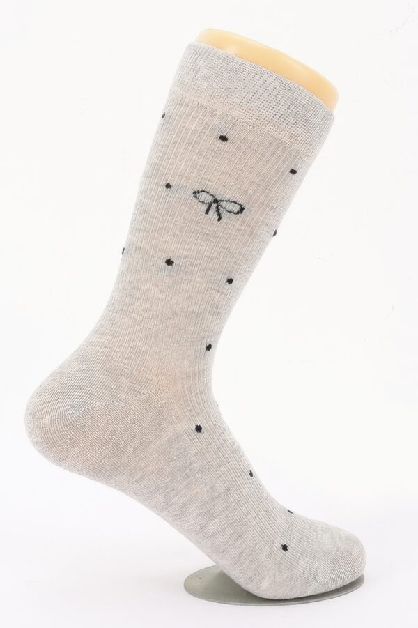 Polka Dot Cotton Stretch Dress Socks with Bow