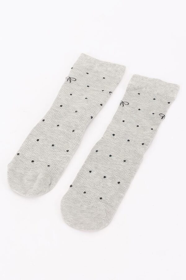 Polka Dot Cotton Stretch Dress Socks with Bow