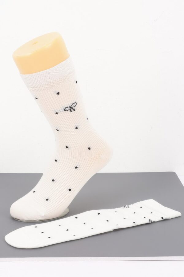 Polka Dot Cotton Stretch Dress Socks with Bow