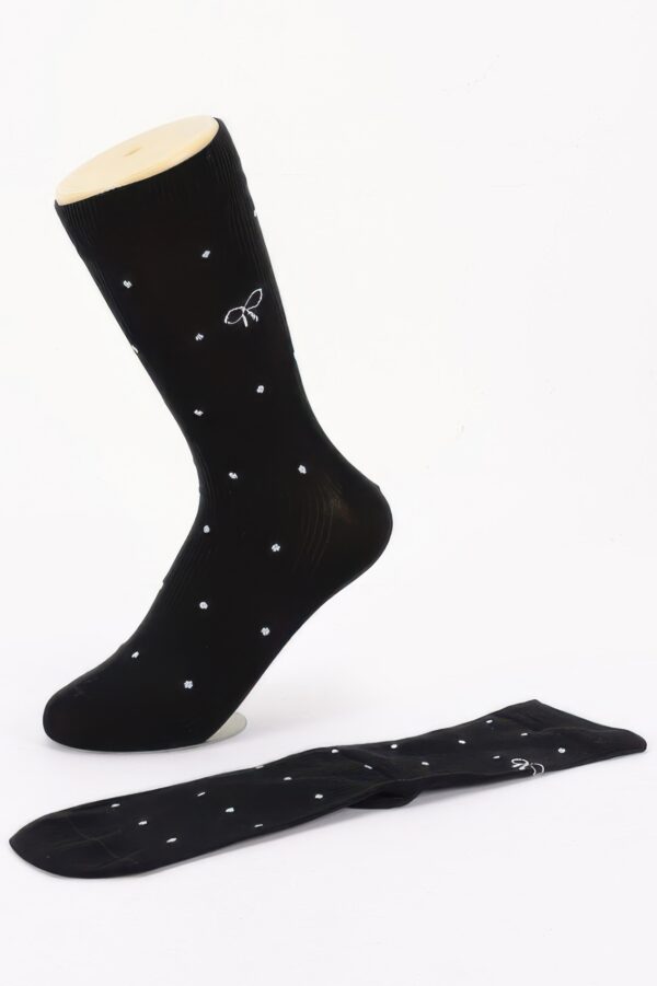 Polka Dot Cotton Stretch Dress Socks with Bow