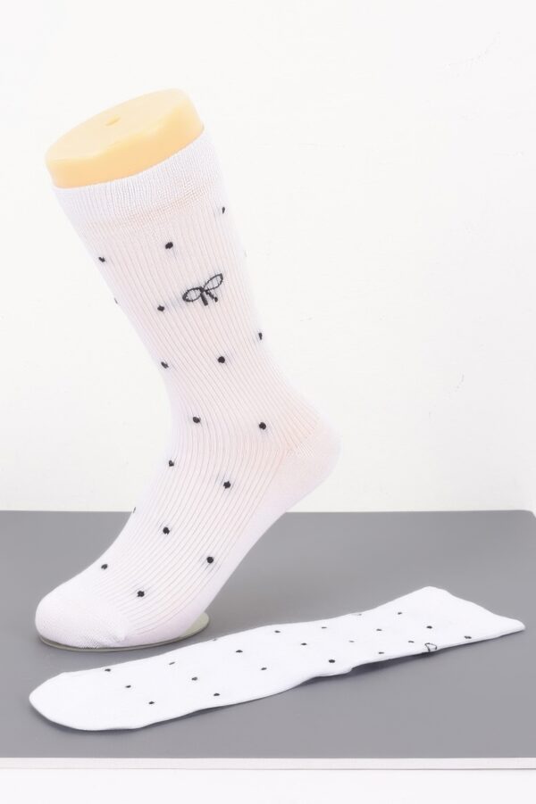 Polka Dot Cotton Stretch Dress Socks with Bow