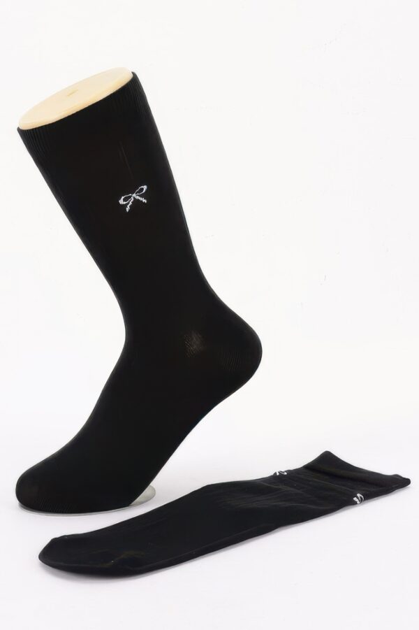 Cotton Stretch Socks with Bow Embroidery for Dress Shoes