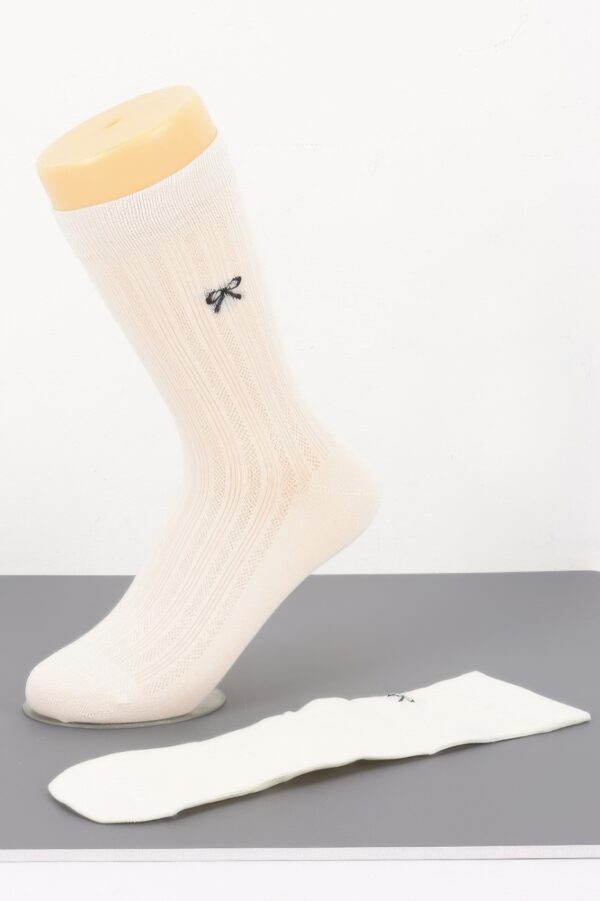 Cotton Stretch Socks with Bow Embroidery for Dress Shoes