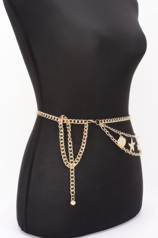 Layered Seashell & Starfish Chain Belt – Beach Accessory