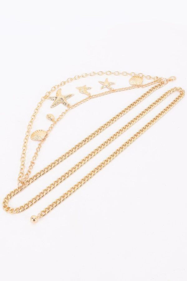 Layered Seashell & Starfish Chain Belt – Beach Accessory