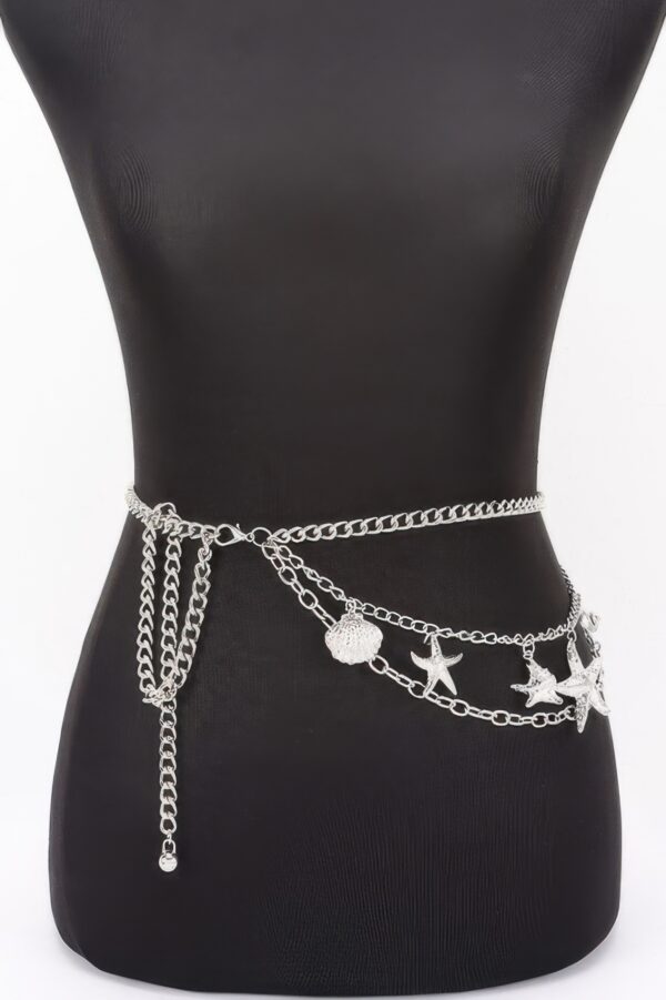 Layered Seashell & Starfish Chain Belt – Beach Accessory