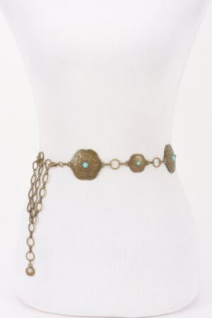 Vintage Metal Chain Belt – Ornate Decorative Plate