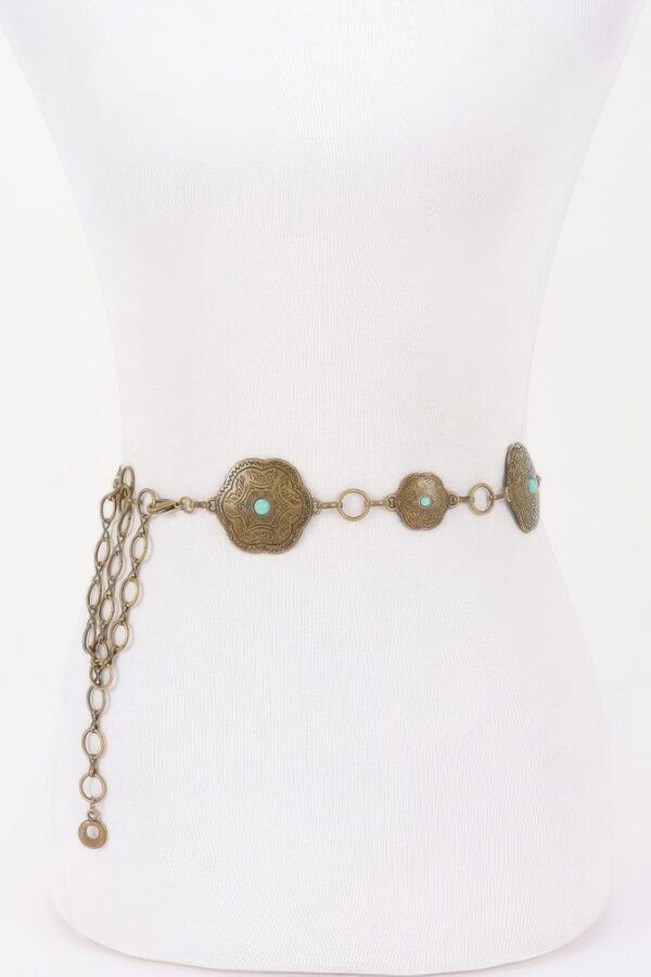 Vintage Metal Chain Belt – Ornate Decorative Plate