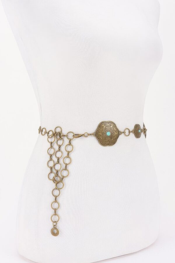 Vintage Metal Chain Belt – Ornate Decorative Plate