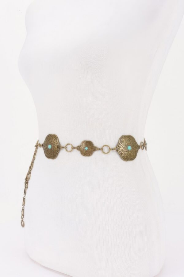 Vintage Metal Chain Belt – Ornate Decorative Plate