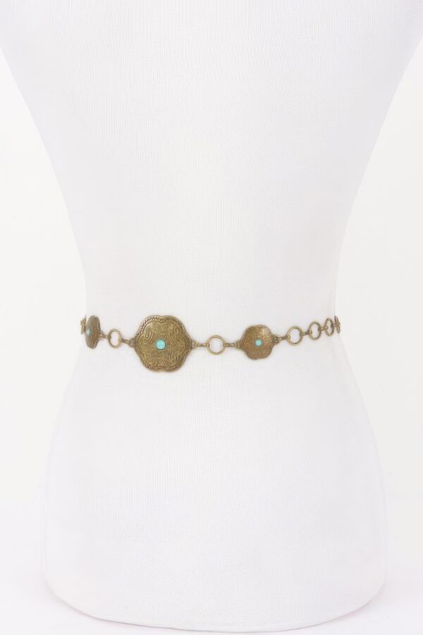 Vintage Metal Chain Belt – Ornate Decorative Plate