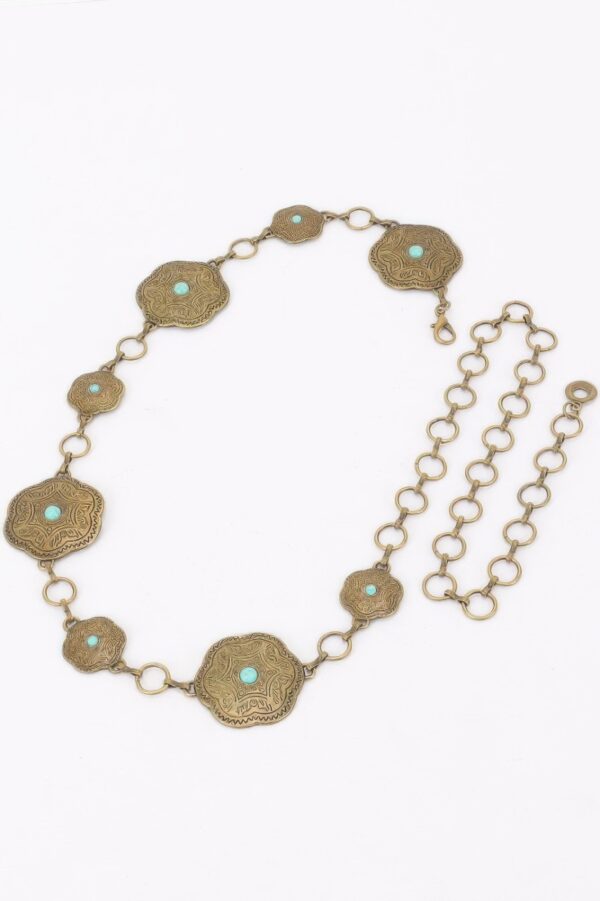Vintage Metal Chain Belt – Ornate Decorative Plate