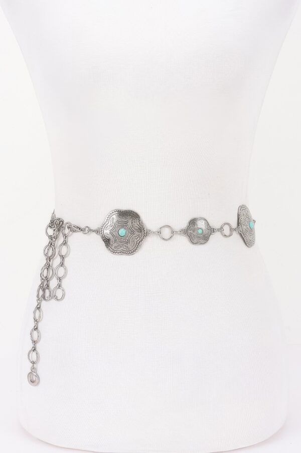 Vintage Metal Chain Belt – Ornate Decorative Plate