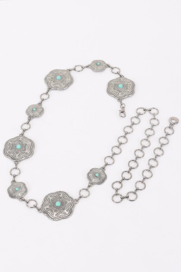 Vintage Metal Chain Belt – Ornate Decorative Plate