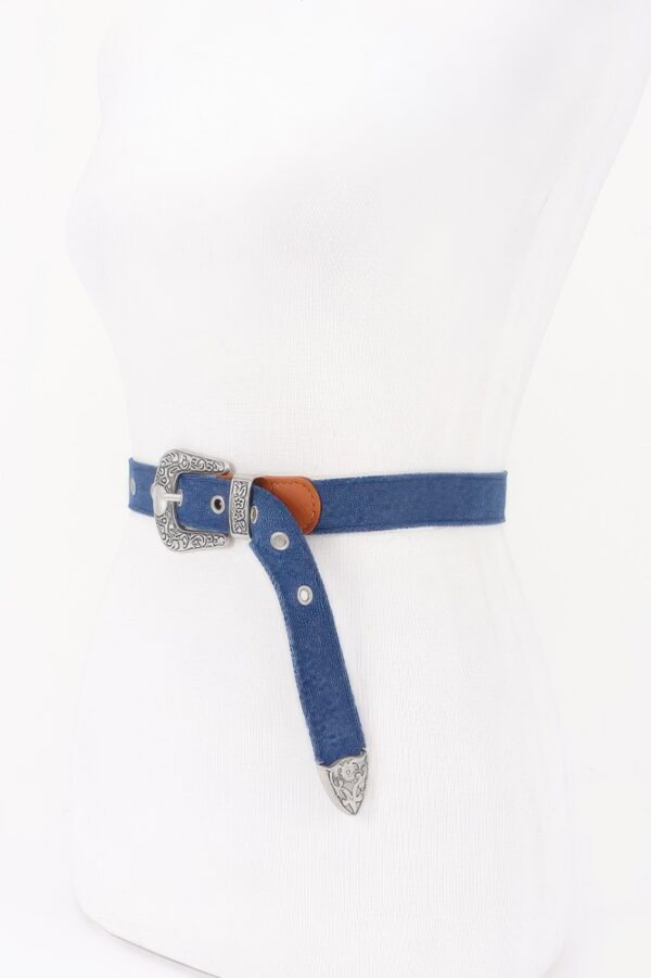 Denim Belt with Multi-Metal Buckle – 1.15″ Wide