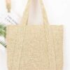 Woven Straw Tote with Mixed-Metal Accents