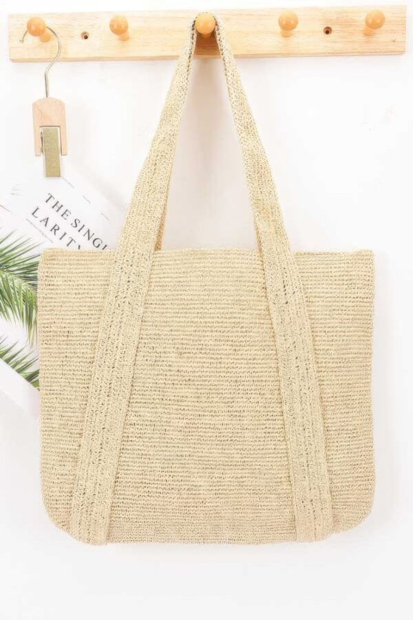 Woven Straw Tote with Mixed-Metal Accents