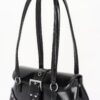 Vegan Leather Studded Shoulder Bag – Buckle Accent