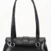 Vegan Leather Studded Shoulder Bag – Buckle Accent