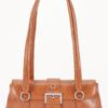 Vegan Leather Studded Shoulder Bag – Buckle Accent