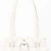Vegan Leather Studded Shoulder Bag – Buckle Accent