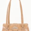 Vegan Leather Studded Shoulder Bag – Buckle Accent