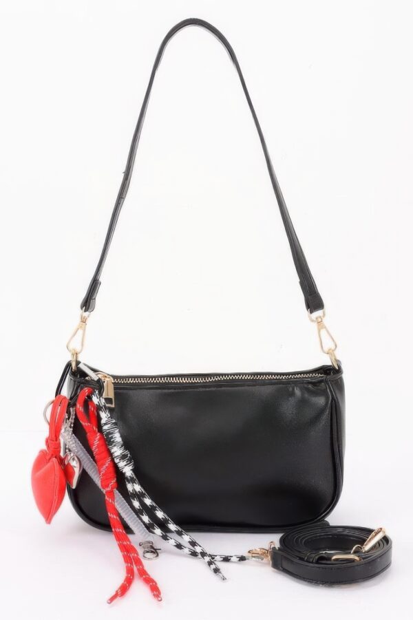 Decorative Charm Shoulder Bag – Compact Polyurethane