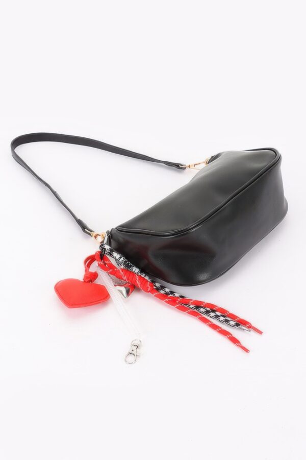 Decorative Charm Shoulder Bag – Compact Polyurethane