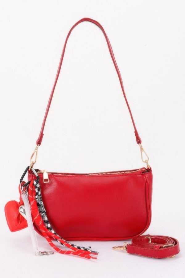 Decorative Charm Shoulder Bag – Compact Polyurethane