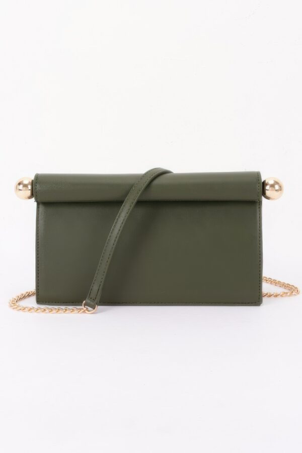 Roll-top Chain Clutch with Sphere Accents