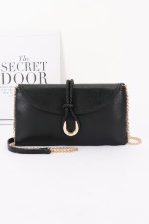 Vegan Leather Envelope Clutch – Braided Knot & Gold Accent