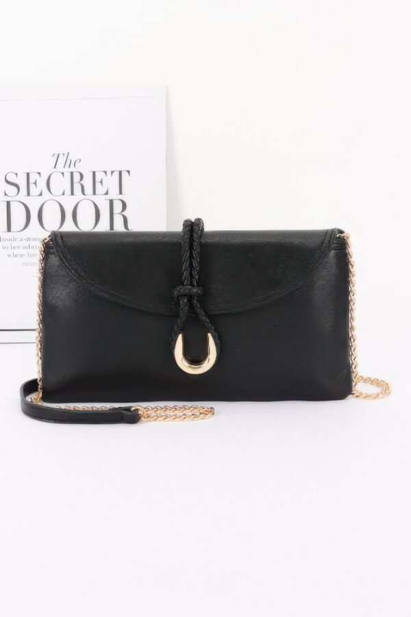 Vegan Leather Envelope Clutch – Braided Knot & Gold Accent