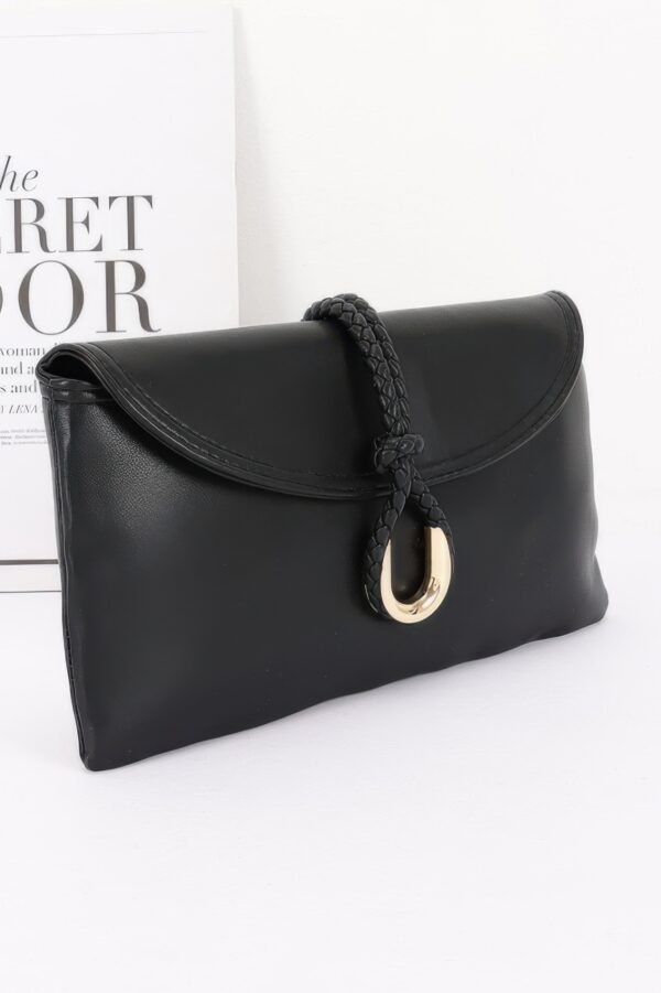 Vegan Leather Envelope Clutch – Braided Knot & Gold Accent