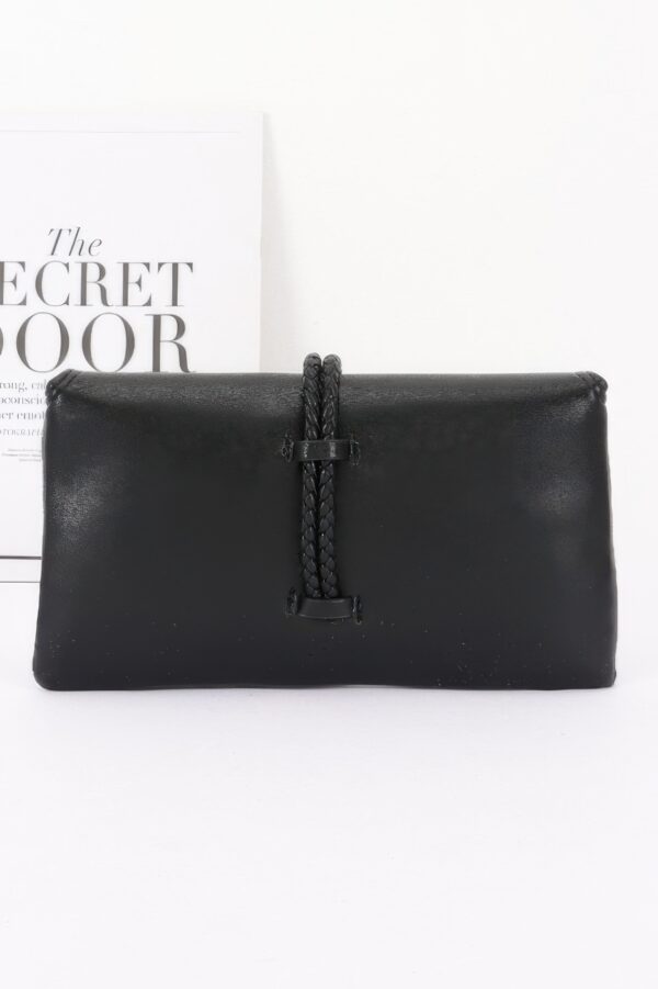 Vegan Leather Envelope Clutch – Braided Knot & Gold Accent