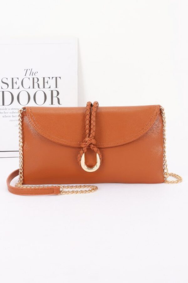 Vegan Leather Envelope Clutch – Braided Knot & Gold Accent