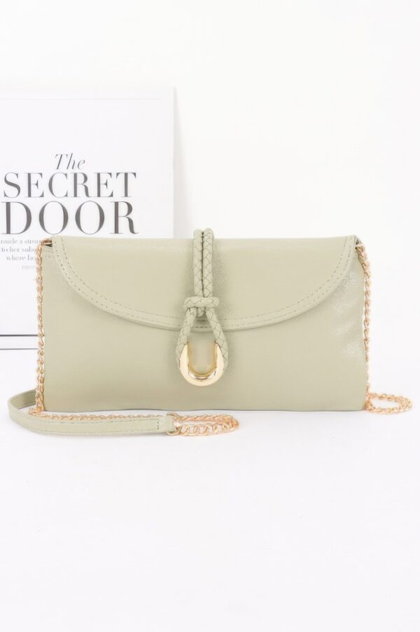 Vegan Leather Envelope Clutch – Braided Knot & Gold Accent