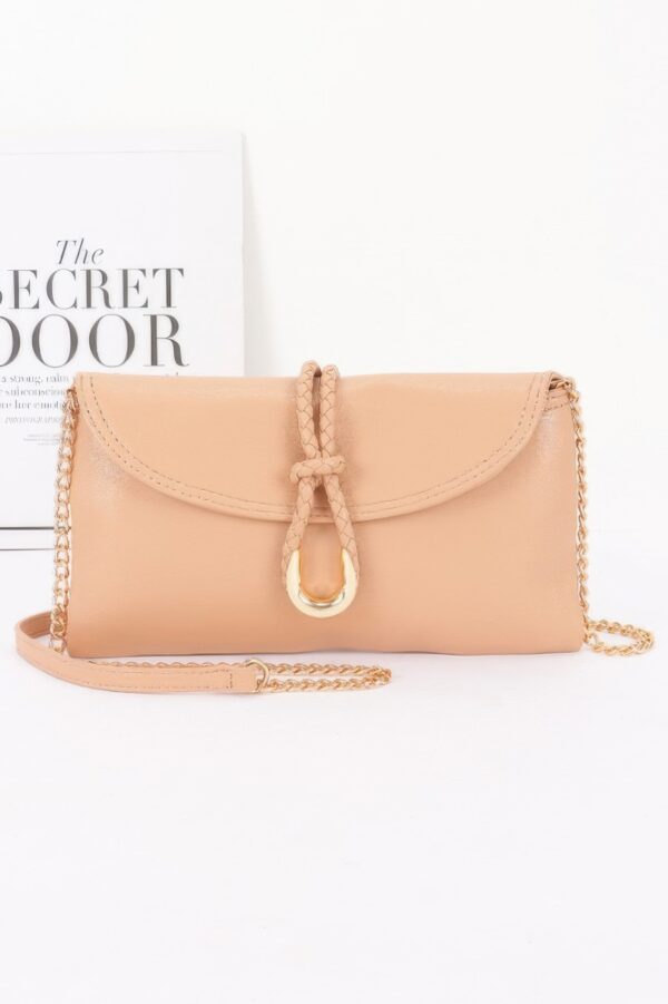Vegan Leather Envelope Clutch – Braided Knot & Gold Accent