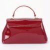 Patent Faux Leather Top Handle Bag with Circle Hardware